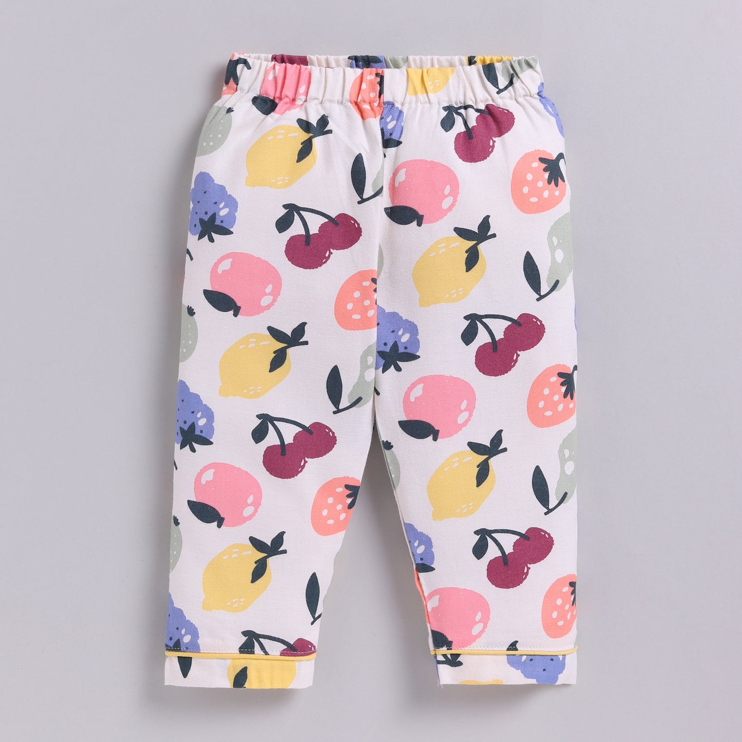Fruit Print Full Sleeves Nightsuit - Yellow