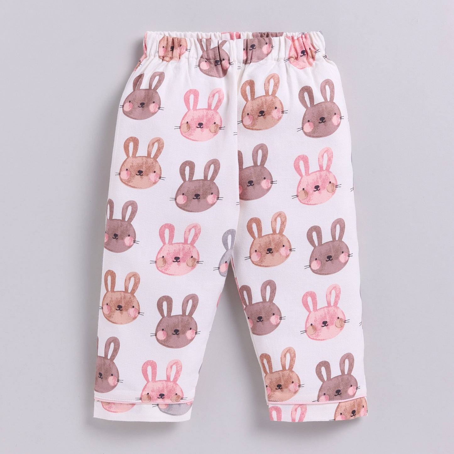 Bunny Print Full Nightsuit Set - Pink