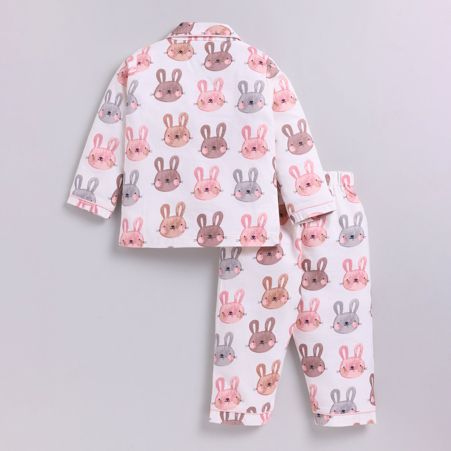 Bunny Print Full Nightsuit Set - Pink