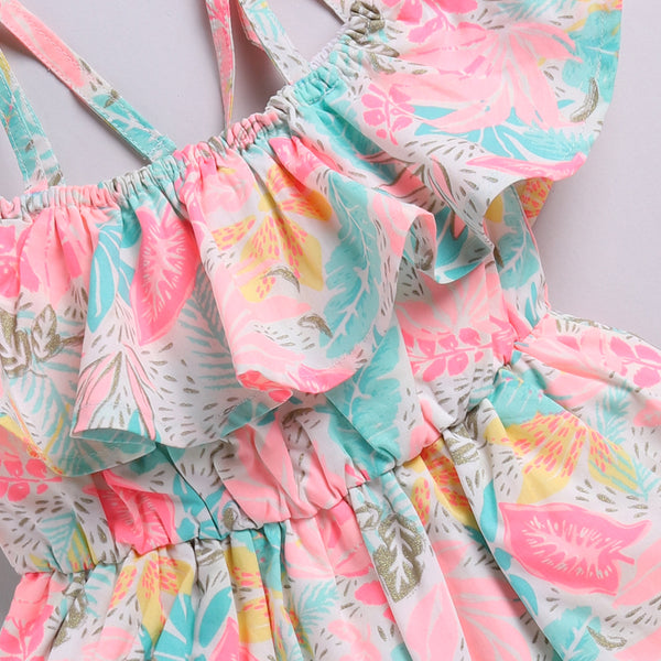Cute Tropical Print Off-Shoulder Dress