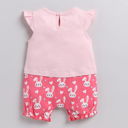 Bunny Print Pink Romper