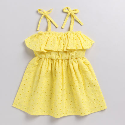 Yellow Off-Shoulder Style Summer Frock