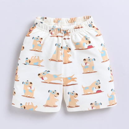 Cute dog print top with shorts set