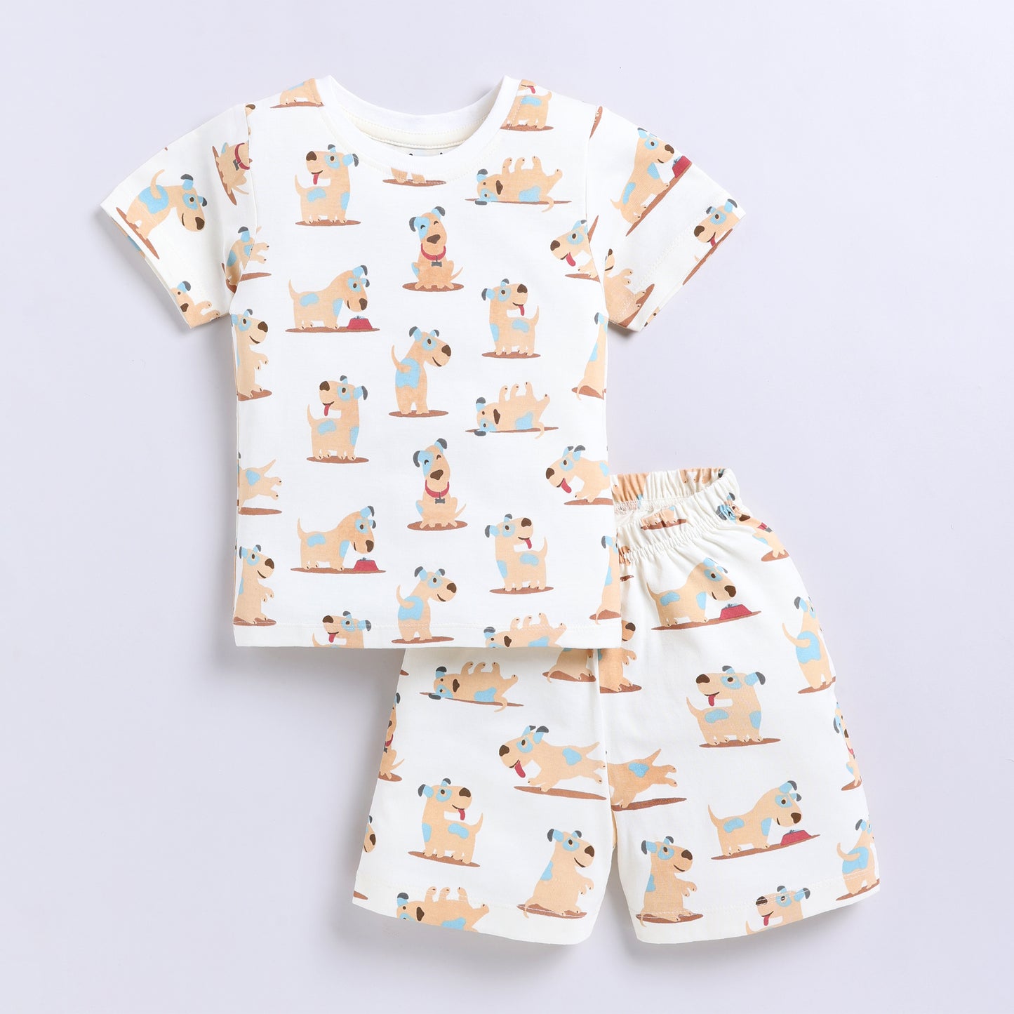 Cute dog print top with shorts set