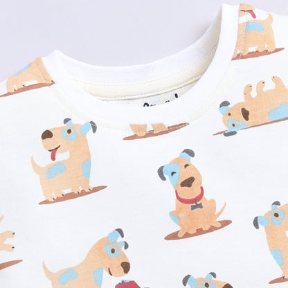 Cute dog print top with shorts set