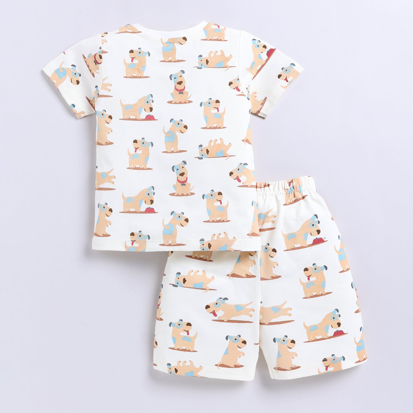 Cute dog print top with shorts set