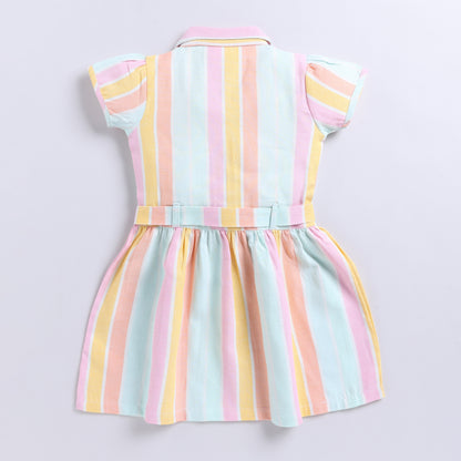 Multicolour stripes twill dress