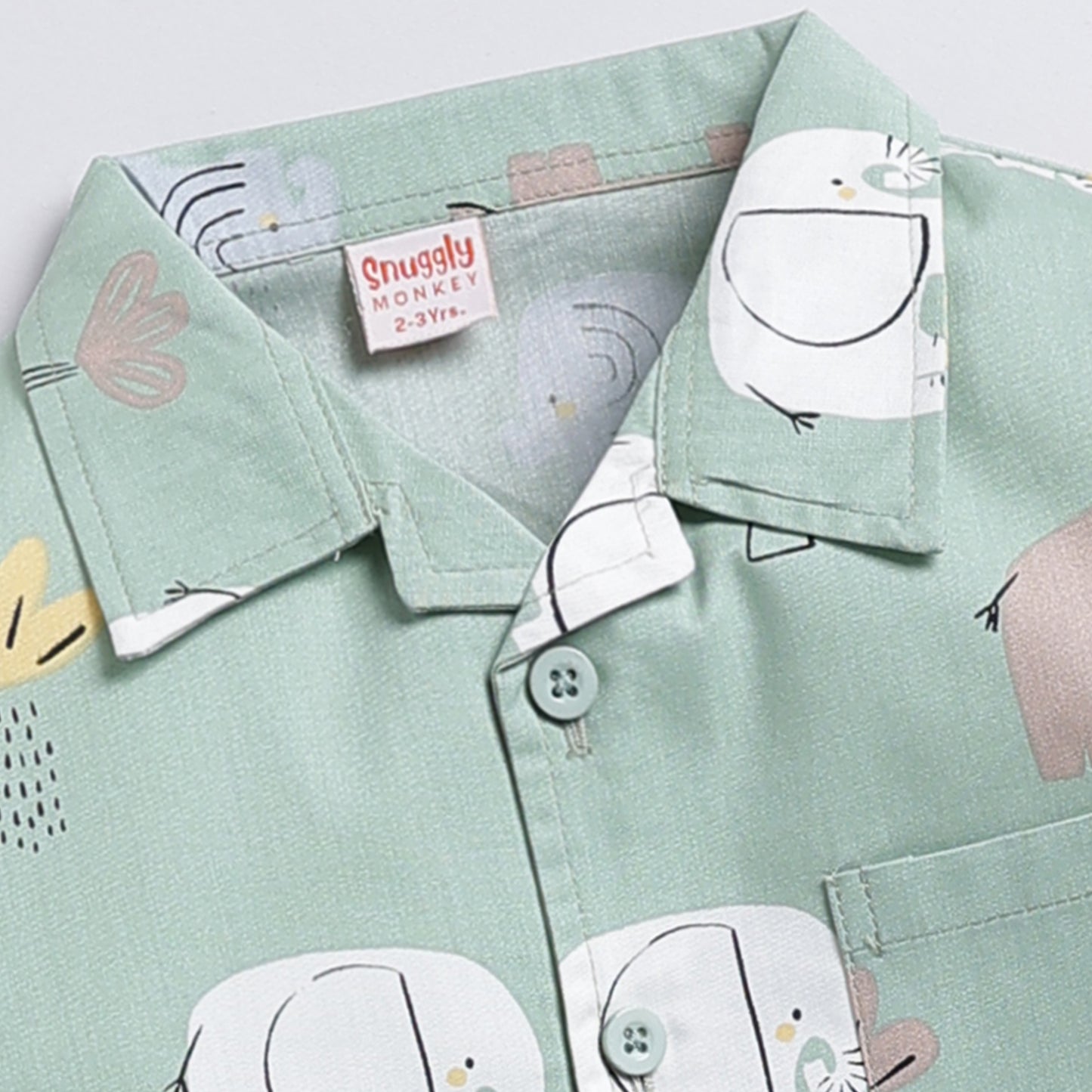 Elephant Safari Print Cotton Nightsuit Set - Green ( 9-12M to 5-6Y)