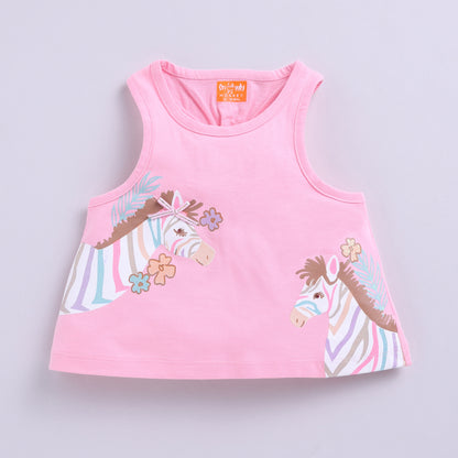 Glitter Print Zebra Design Top with Shorts