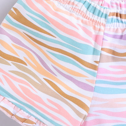 Glitter Print Zebra Design Top with Shorts