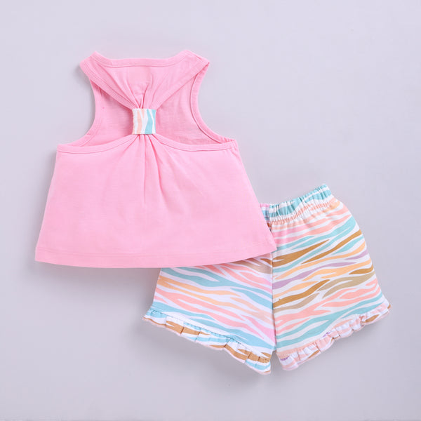 Glitter Print Zebra Design Top with Shorts