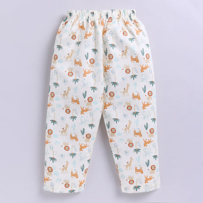 Jungle Animal Print Pyjama Set - Beige