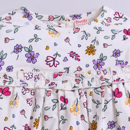 Full Sleeves Cotton Corduroy Floral Frock