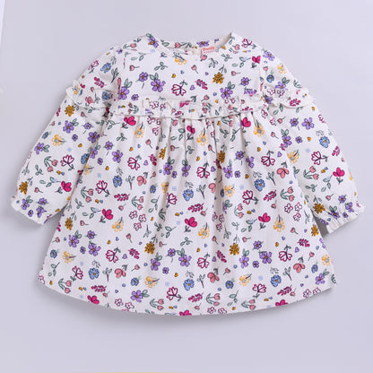 Full Sleeves Cotton Corduroy Floral Frock
