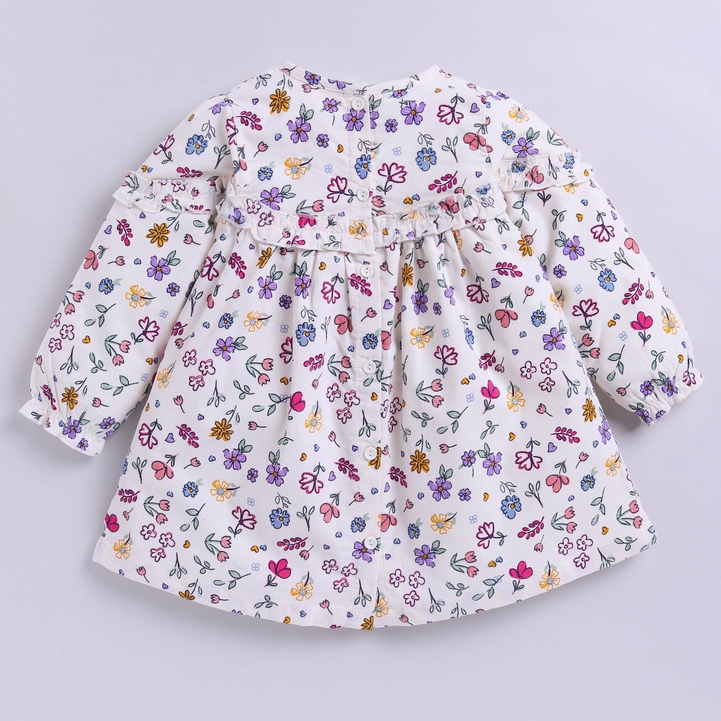 Full Sleeves Cotton Corduroy Floral Frock