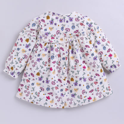 Full Sleeves Cotton Corduroy Floral Frock