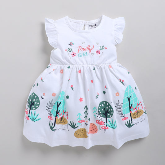 Pretty girl embroidered frock - White