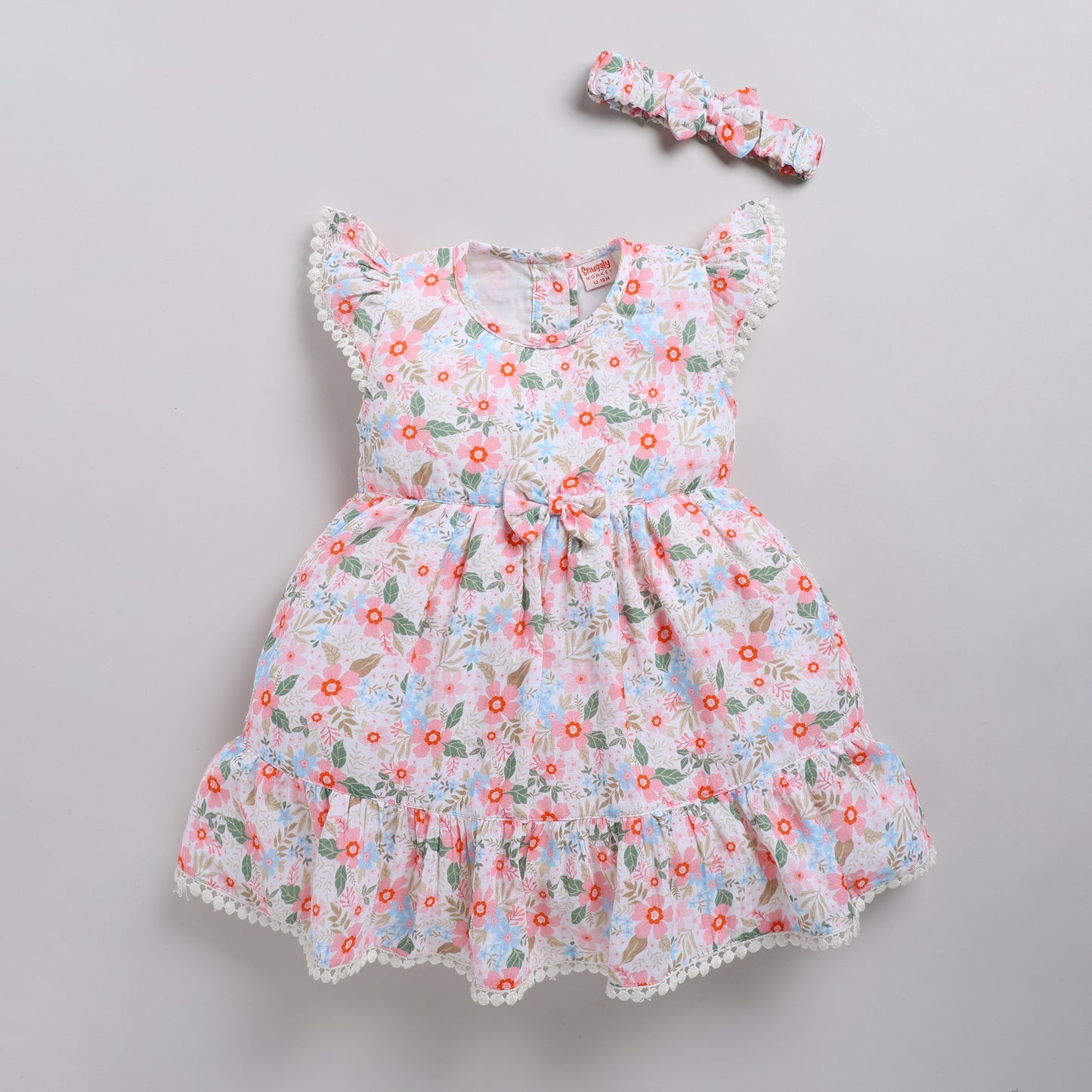Soft floral print frock with matching hairband
