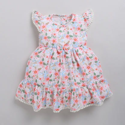 Soft floral print frock with matching hairband