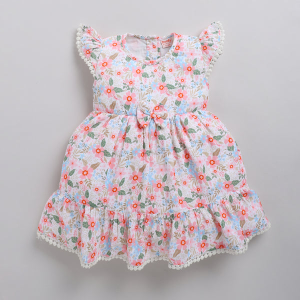 Soft floral print frock with matching hairband