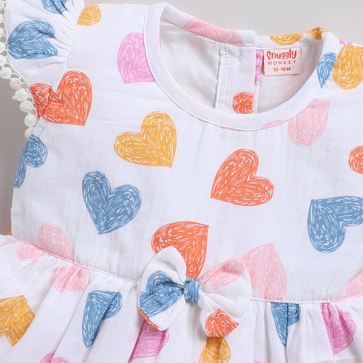 Heart print frock with matching hairband