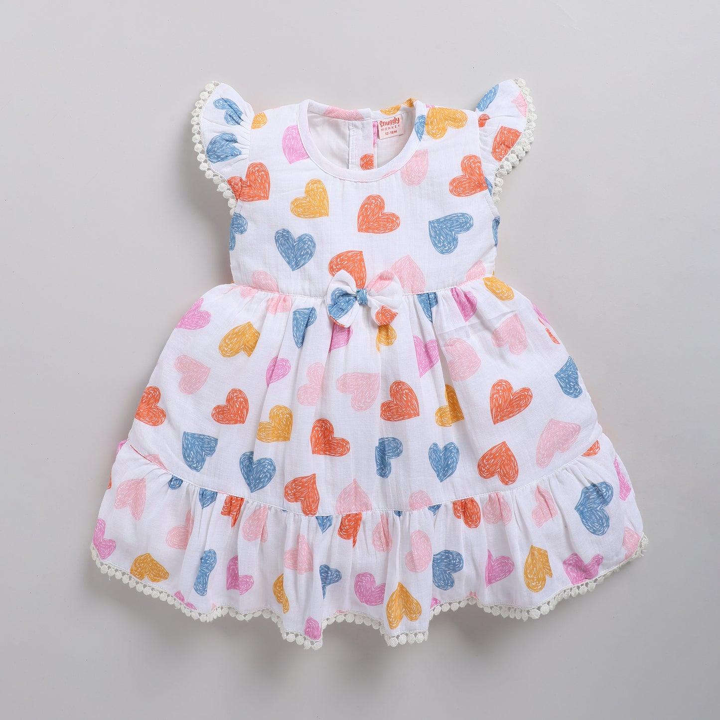 Heart print frock with matching hairband
