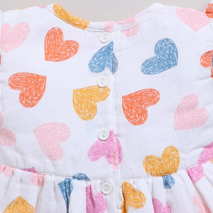 Heart print frock with matching hairband
