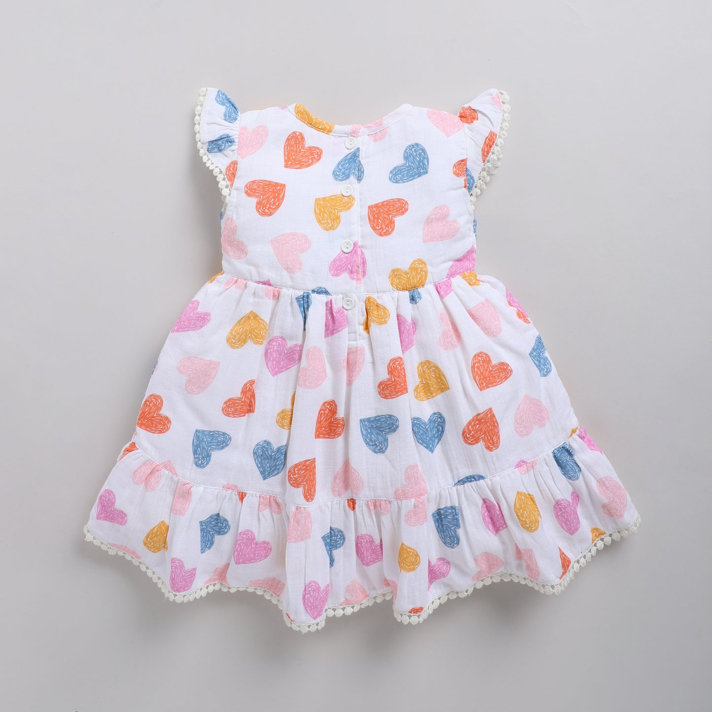 Heart print frock with matching hairband