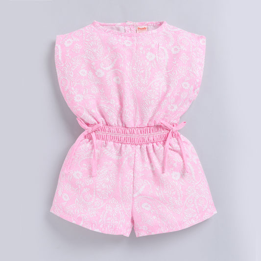 Pink Floral Print Jumpsuit