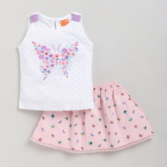 Butterfly Print Top & Skirt Set