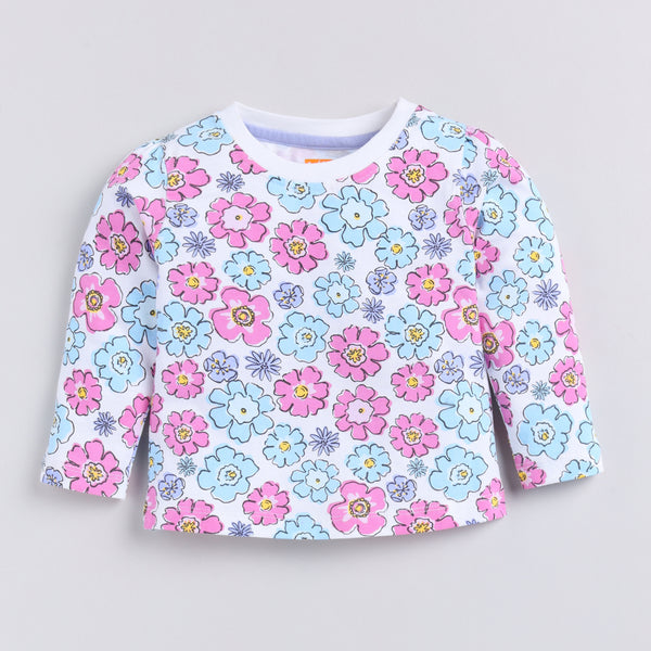 Flower Print Full-Sleeves Nightsuit