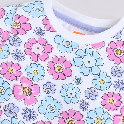 Flower Print Full-Sleeves Nightsuit