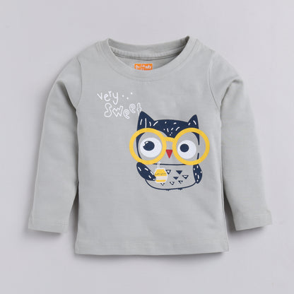Owl Print Full-Sleeves Nightsuit