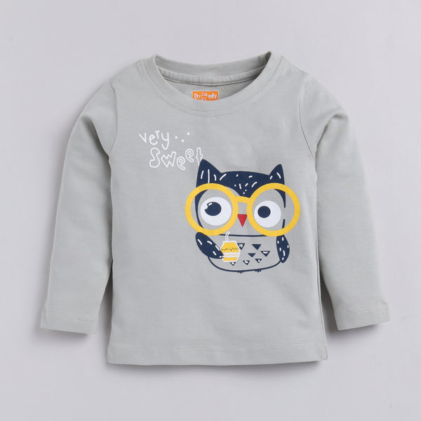 Owl Print Full-Sleeves Nightsuit