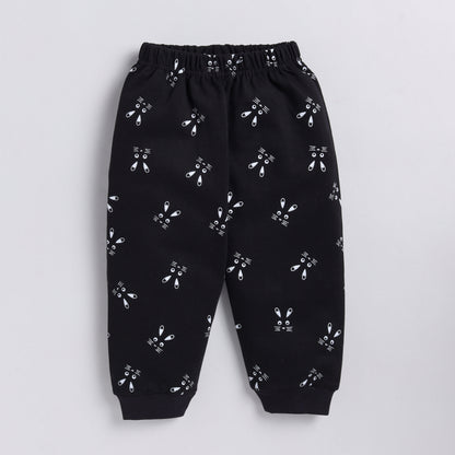 Cat Print Sweat Shirt with Joggers
