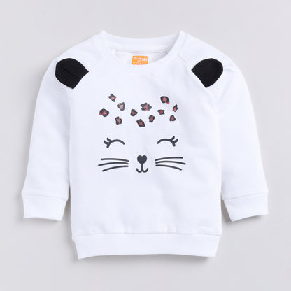 Cat Print Sweat Shirt with Joggers