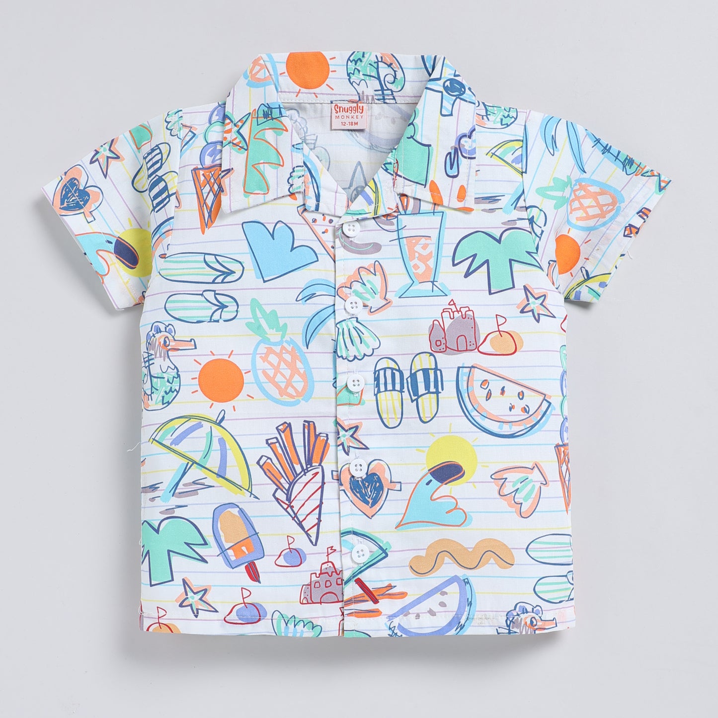 Summer doodle print top with shorts set