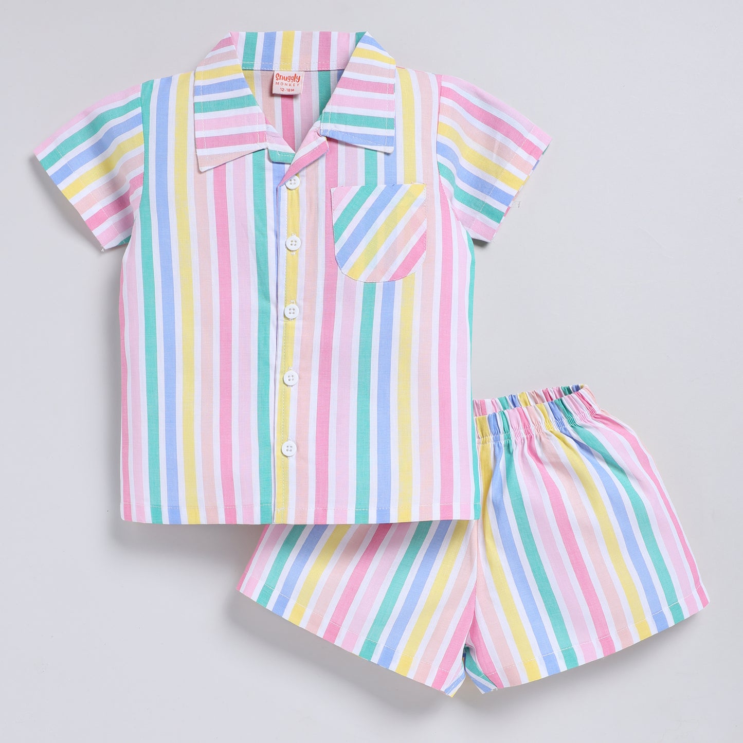 Multicolour stripes top with shorts set