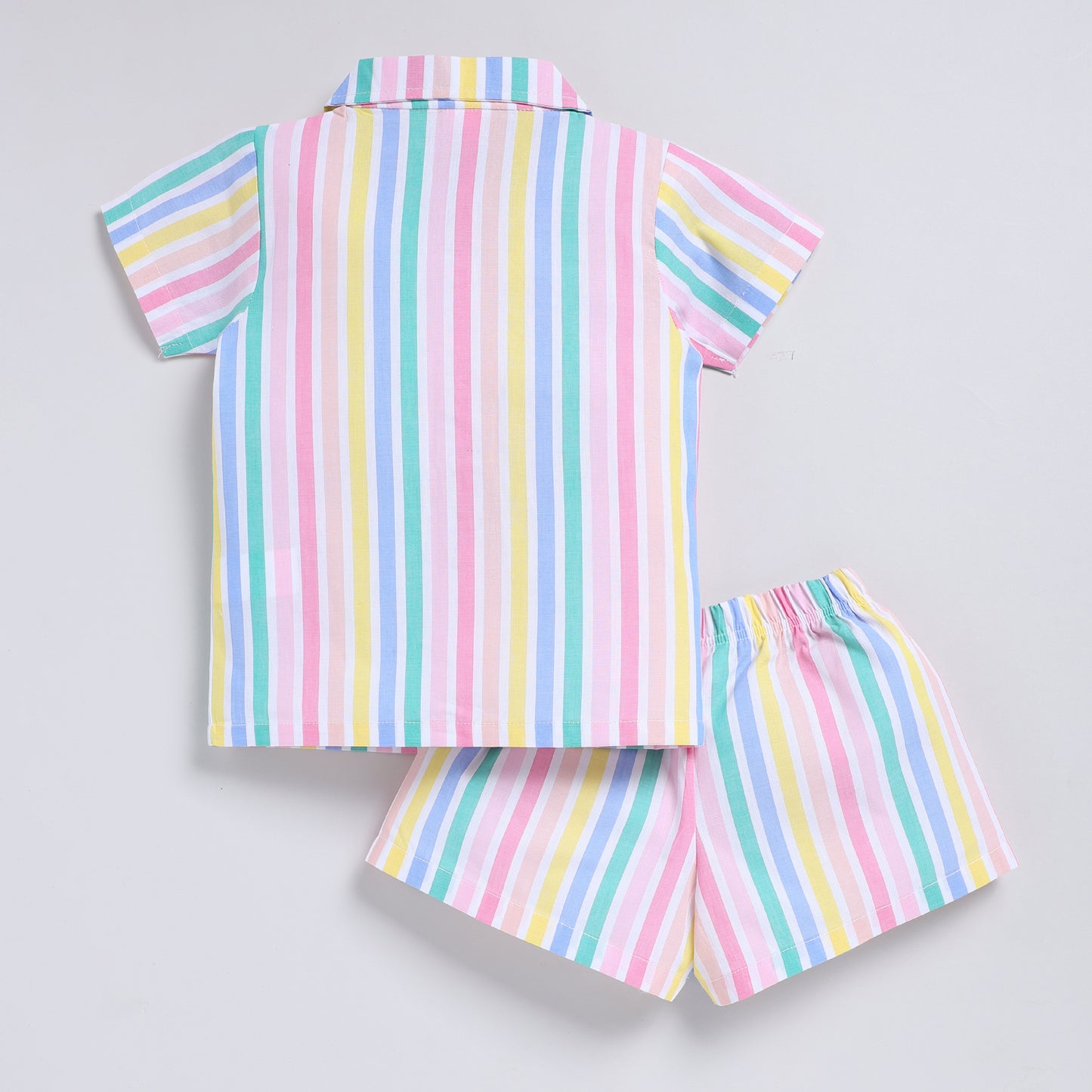 Multicolour stripes top with shorts set
