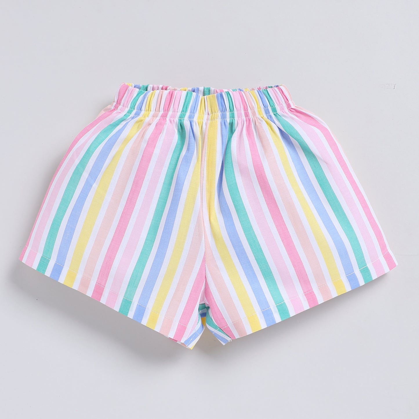 Multicolour stripes top with shorts set