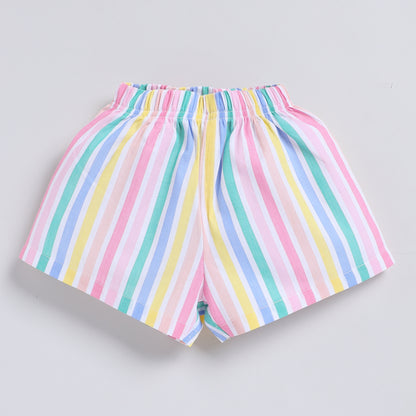 Multicolour stripes top with shorts set