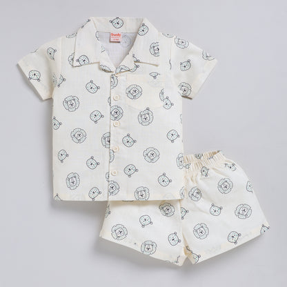 Boys linen lion print co-ord set