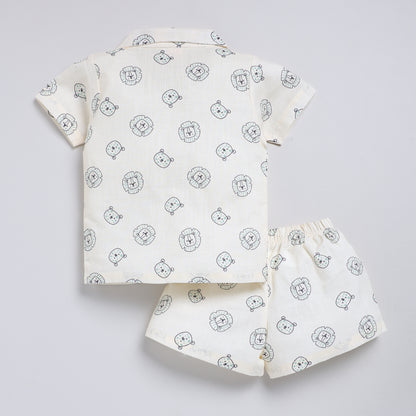 Boys linen lion print co-ord set
