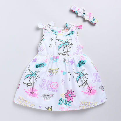 Tropical Print Frock with Matching Hairband