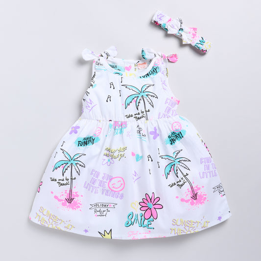 Tropical Print Frock with Matching Hairband