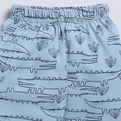 Snuggly Monkey Crocodile Print Unisex Top Pajama Set