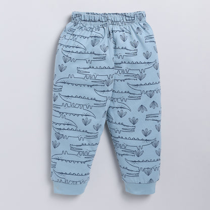 Snuggly Monkey Crocodile Print Unisex Top Pajama Set
