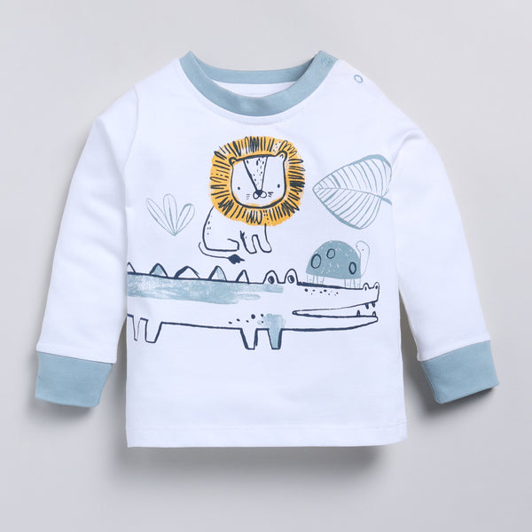 Snuggly Monkey Crocodile Print Unisex Top Pajama Set