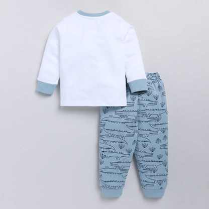 Snuggly Monkey Crocodile Print Unisex Top Pajama Set