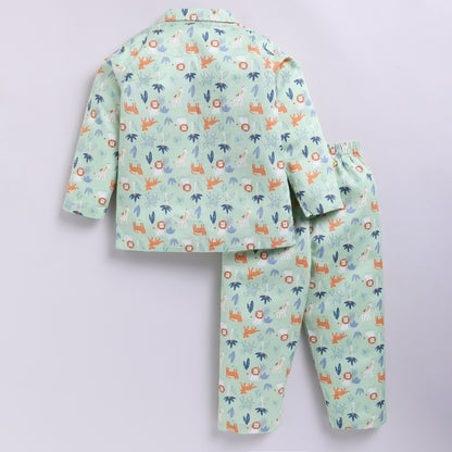 Jungle Animal Print Pyjama Set | Sage Green